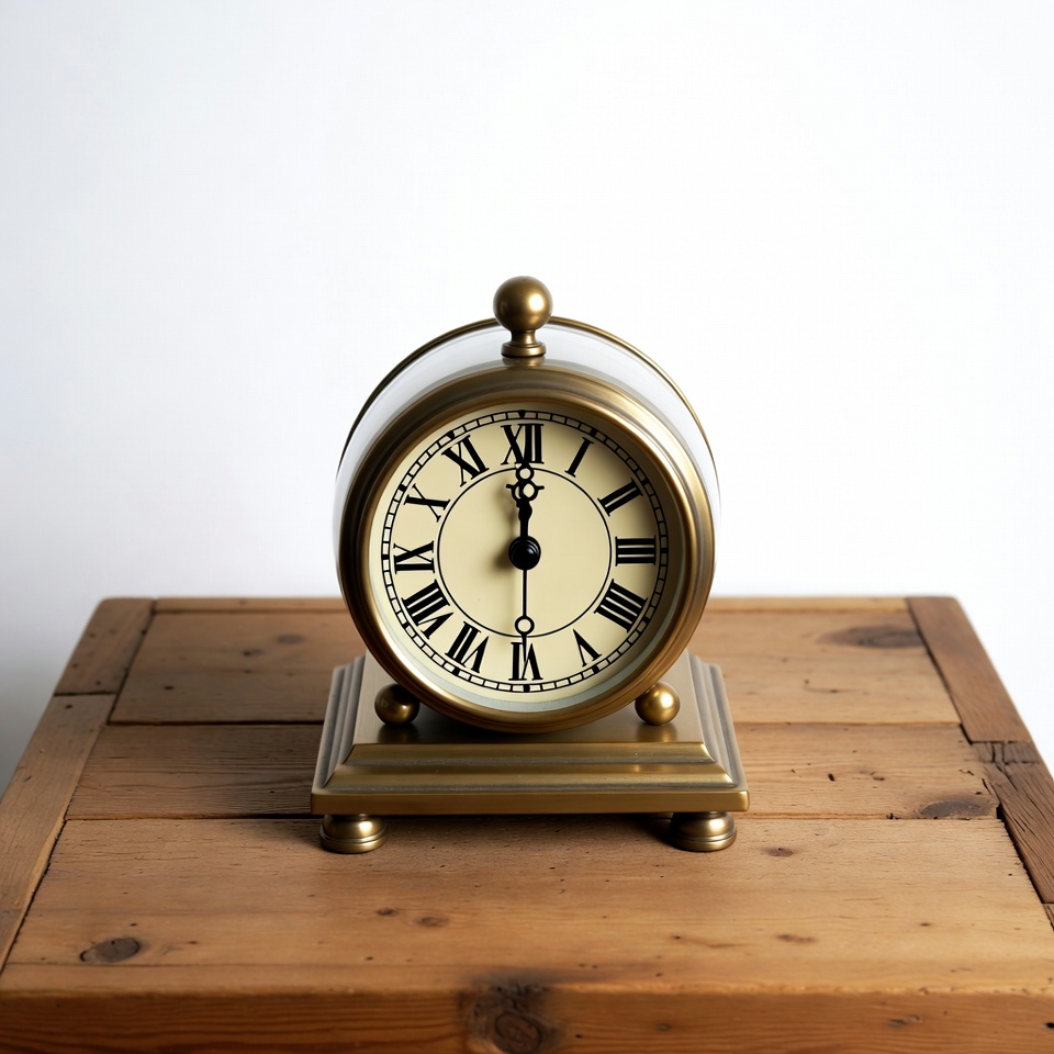 Gold vintage alarm clock on wood Gold vintage alarm clock on wood
