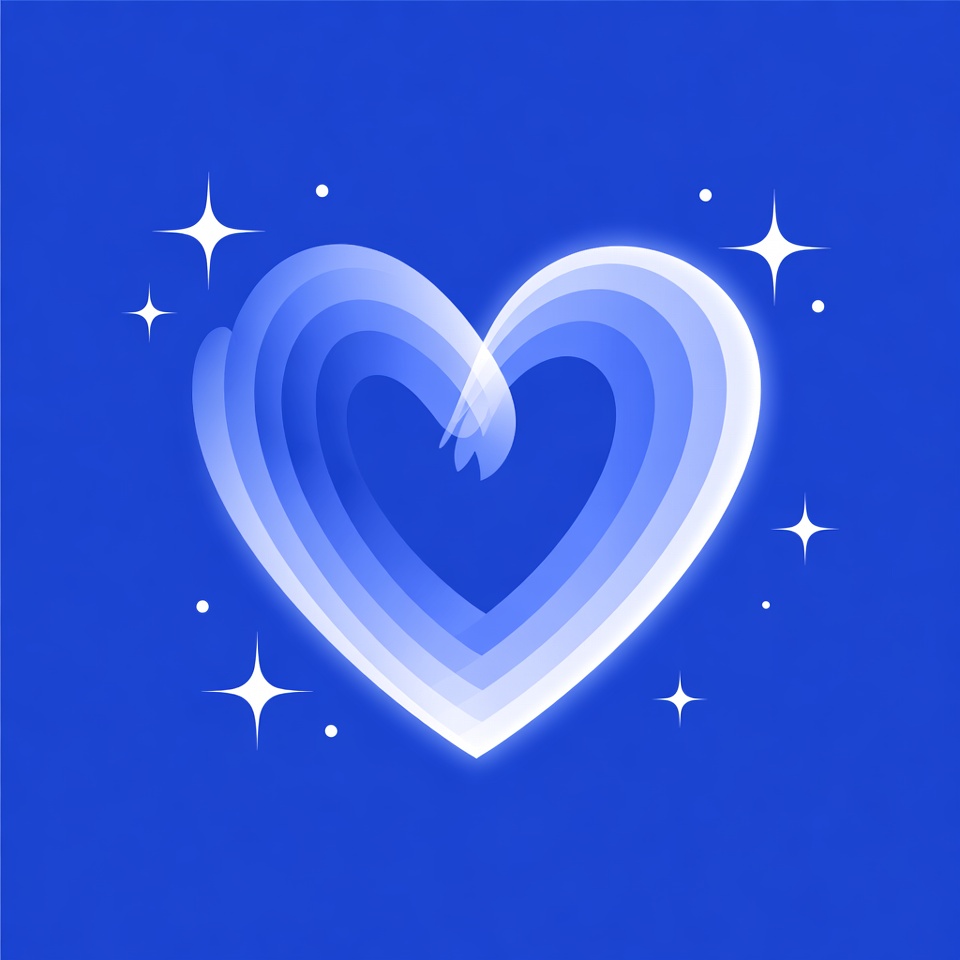 Glowing Blue Heart with Stars Glowing Blue Heart with Stars