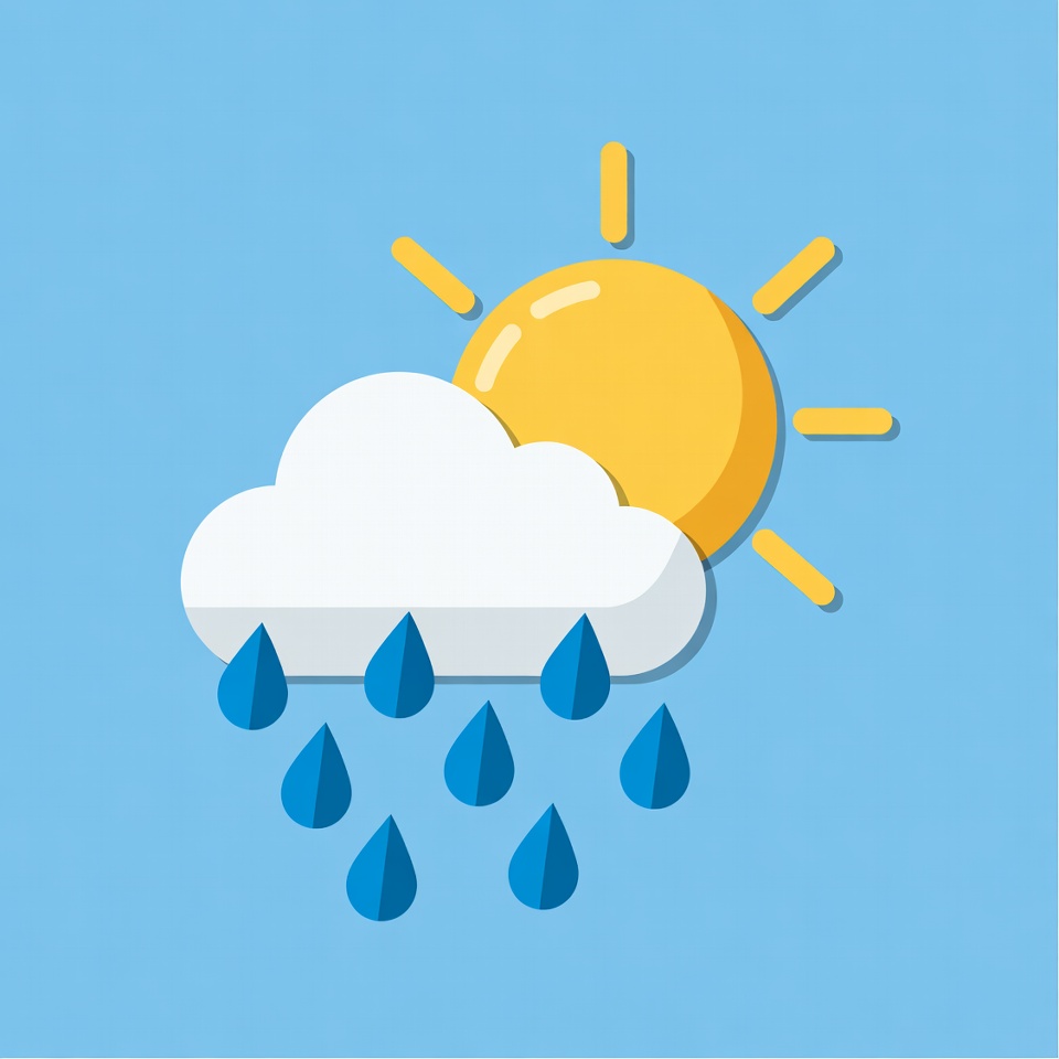 Sun with Rain Cloud Icon Sun with Rain Cloud Icon