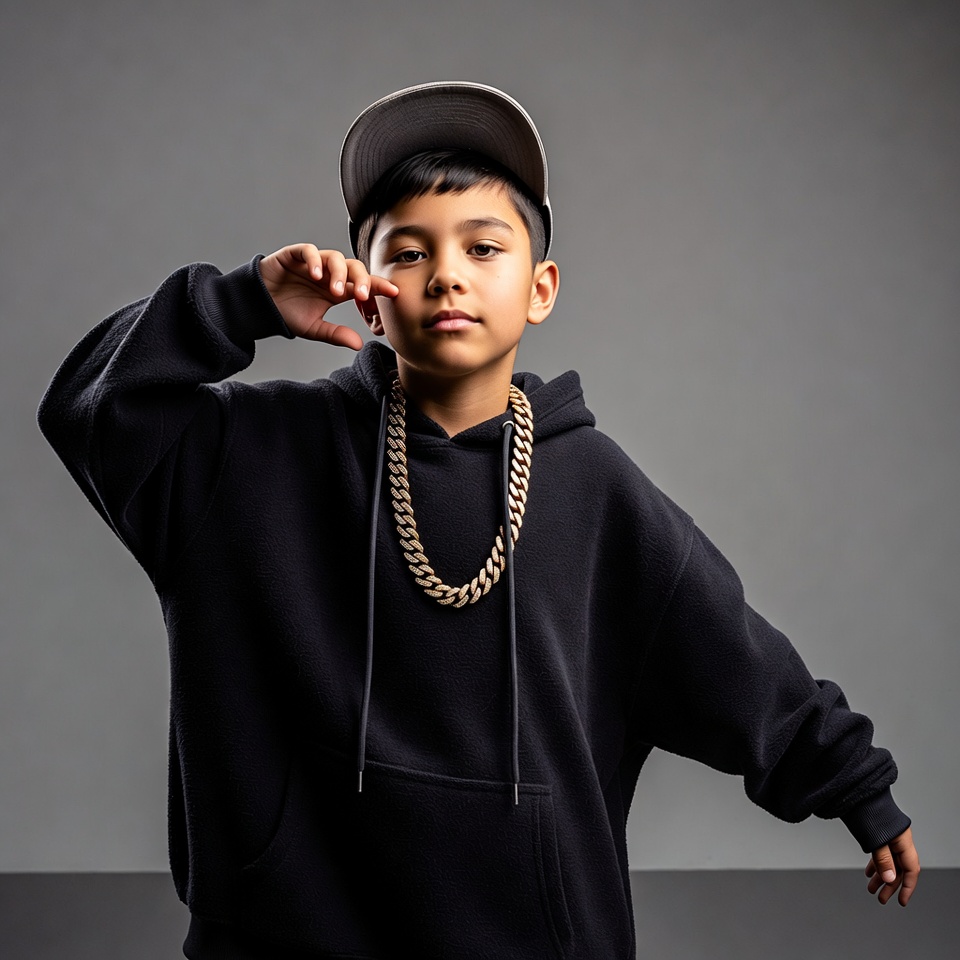 Boy making hand gesture in hoodie Boy making hand gesture in hoodie