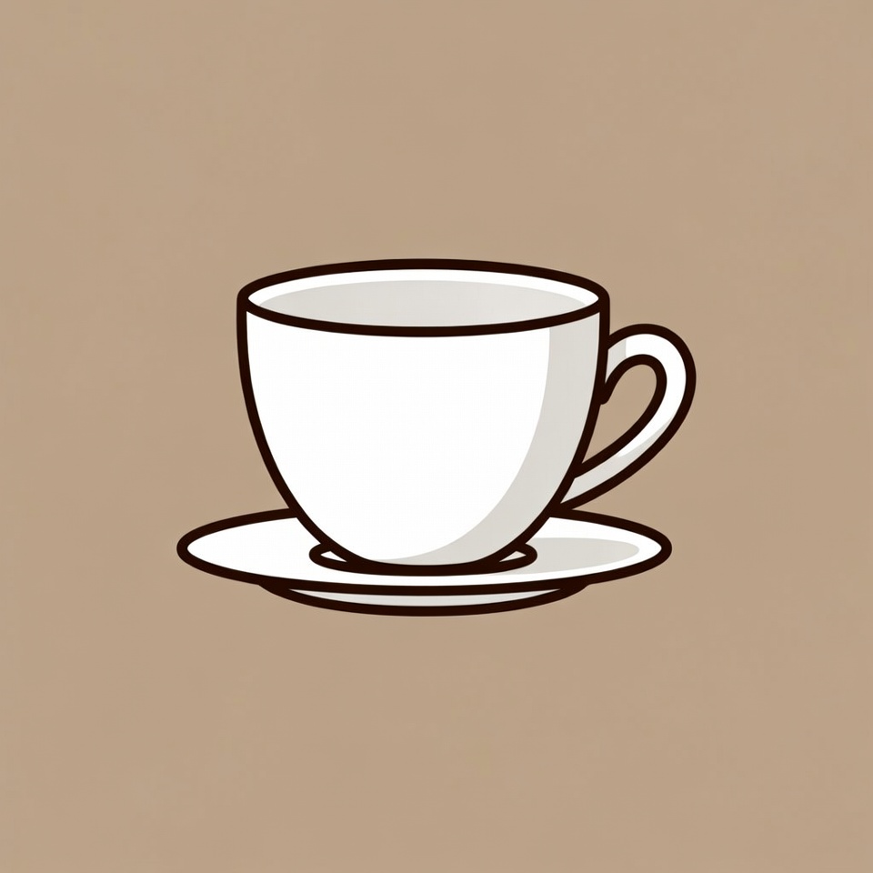 White teacup on saucer illustration White teacup on saucer illustration