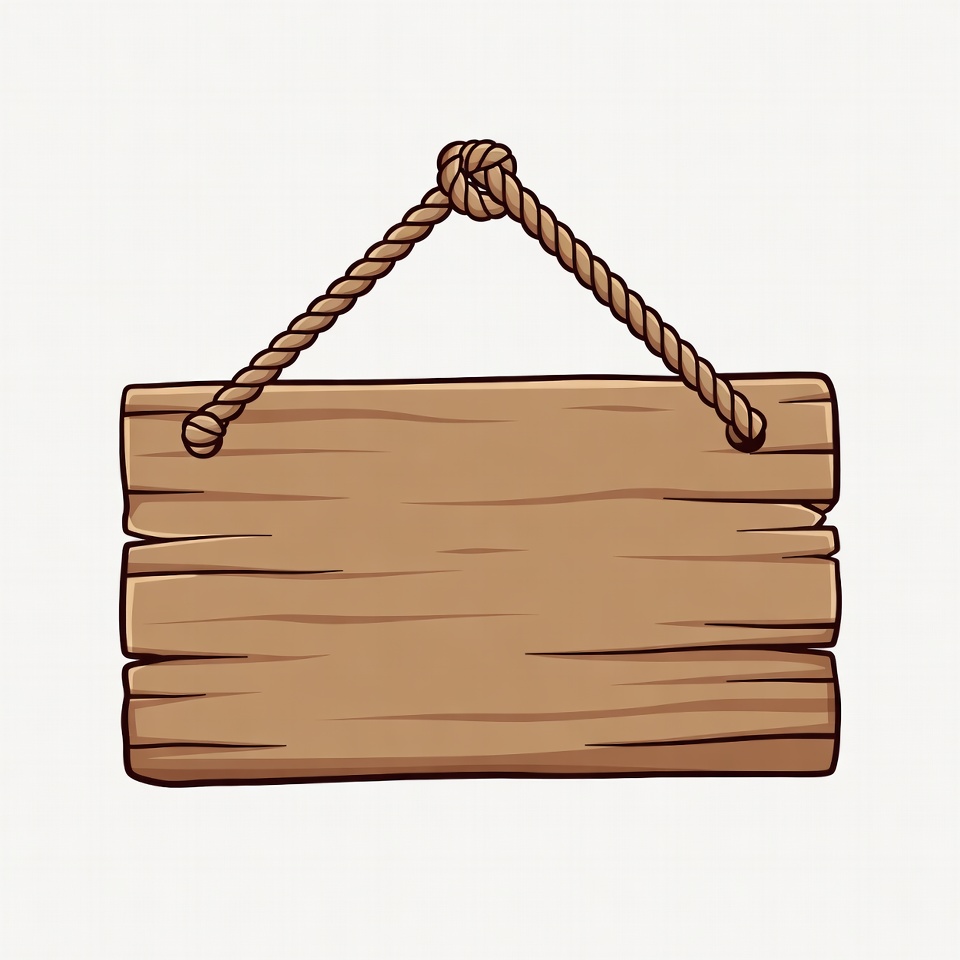 Wooden sign hanging on rope Wooden sign hanging on rope