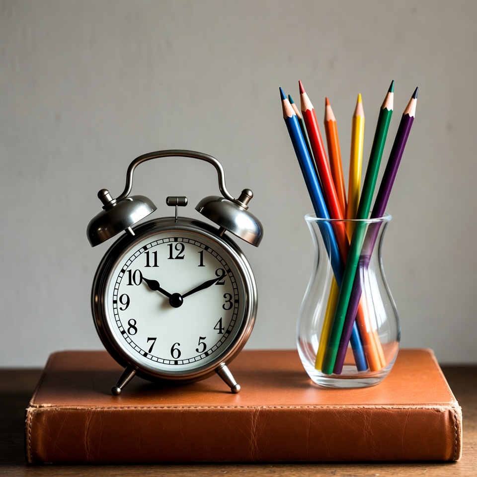 Alarm Clock with Colored Pencils Alarm Clock with Colored Pencils