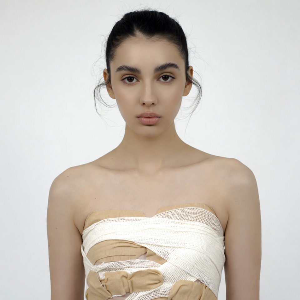 Woman in white bandage dress Woman in white bandage dress