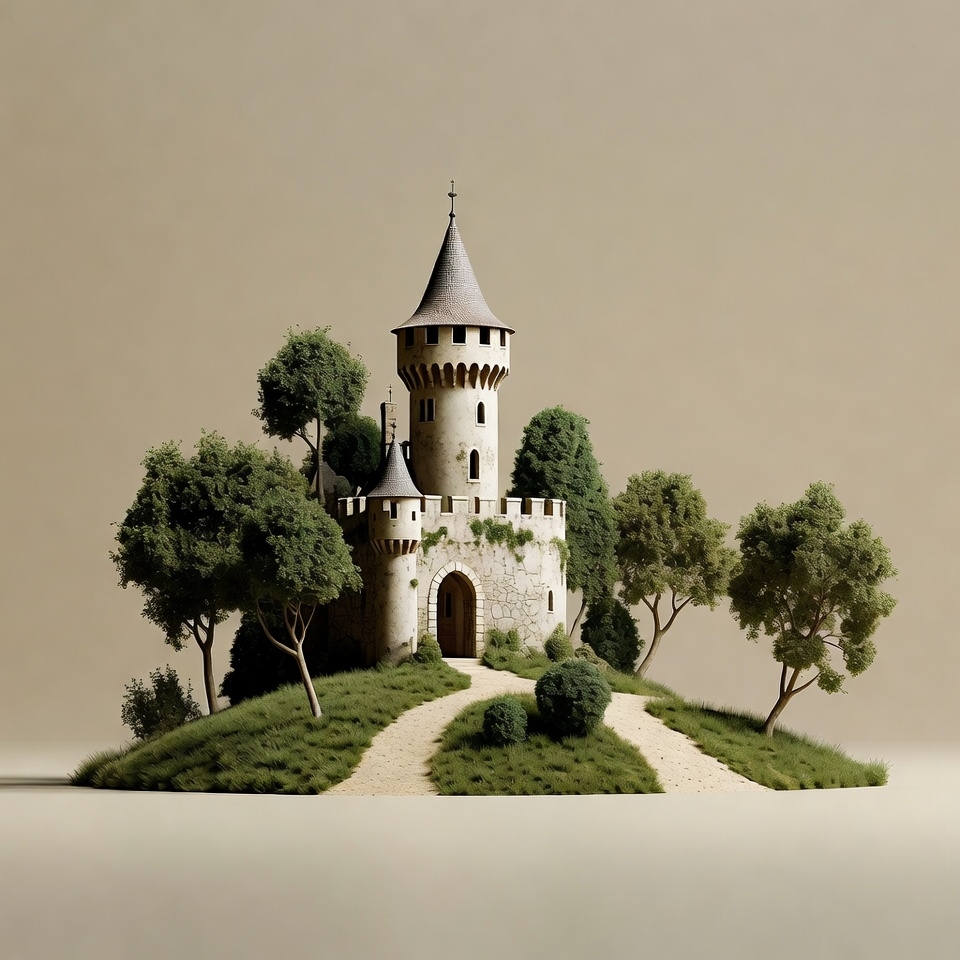 Medieval Castle on Grassy Island Medieval Castle on Grassy Island