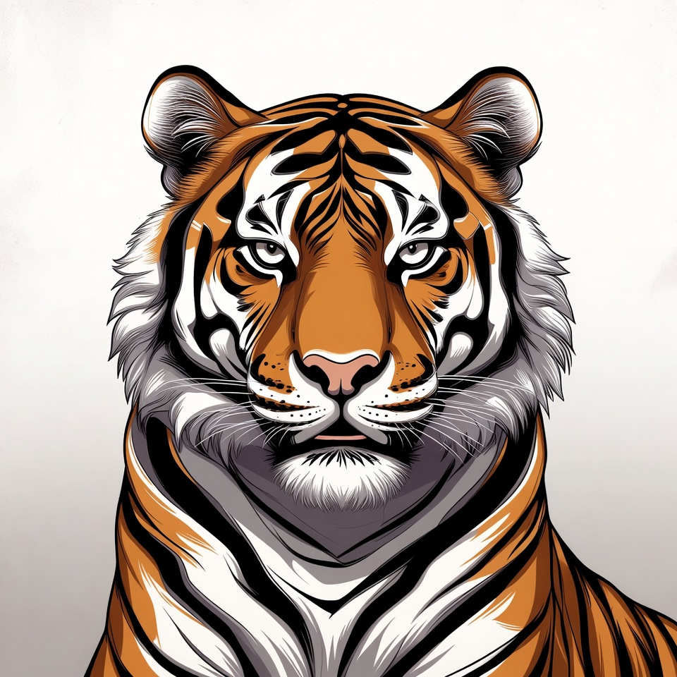 Close-up tiger face illustration Close-up tiger face illustration