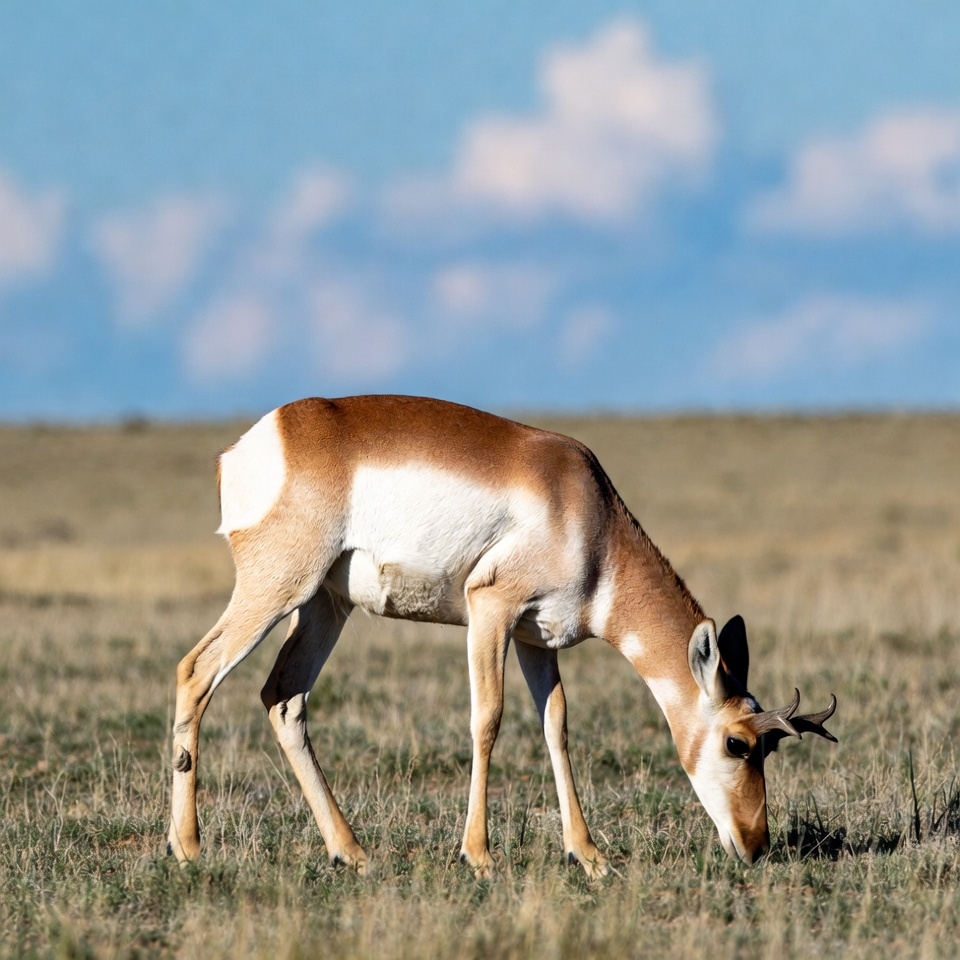 Pronghorn antelope grazing in grassland Pronghorn antelope grazing in grassland