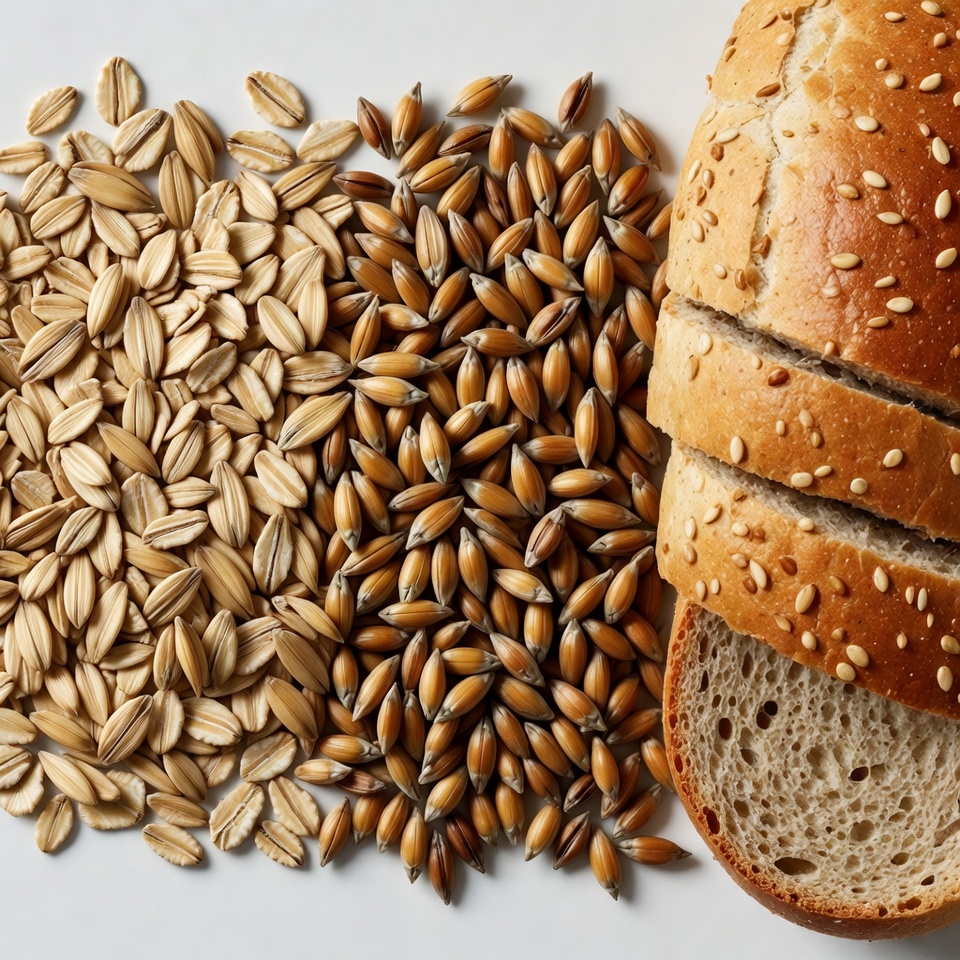 Oats, Wheat Grains, and Sliced Bread Oats, Wheat Grains, and Sliced Bread