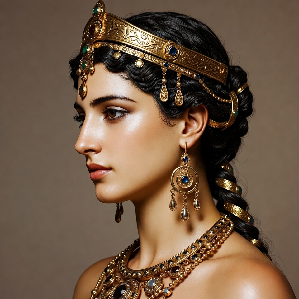 Profile of woman in golden crown Profile of woman in golden crown