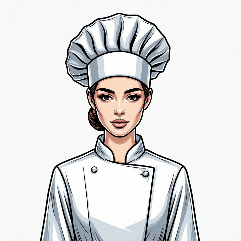 Woman chef wearing white uniform Woman chef wearing white uniform