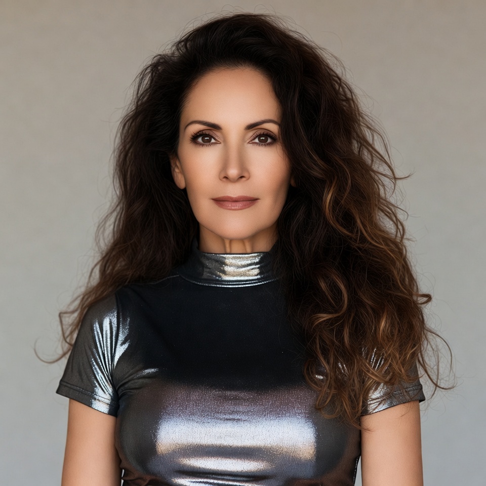 Woman with wavy brown hair Woman with wavy brown hair