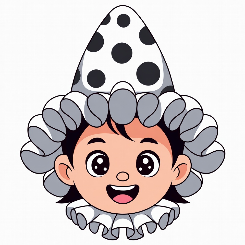 Cartoon Clown Smiling with Polka Dot Hat Cartoon Clown Smiling with Polka Dot Hat