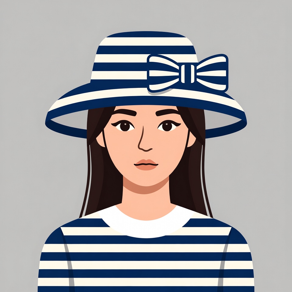 Asian woman in striped hat Asian woman in striped hat