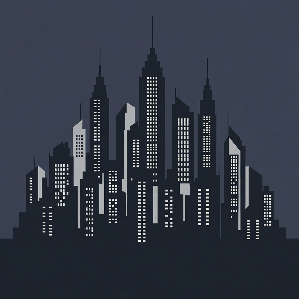 Silhouette City Skyline at Night Silhouette City Skyline at Night