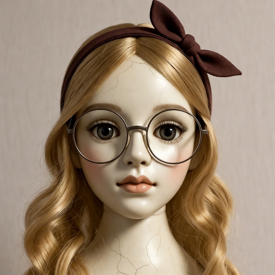 Blonde doll with headband and glasses Blonde doll with headband and glasses