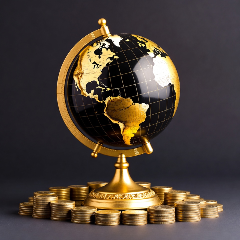 Golden Globe on Gold Coins Golden Globe on Gold Coins
