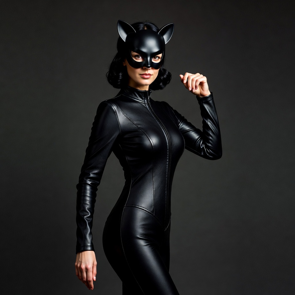 Woman in Catwoman costume posing Woman in Catwoman costume posing