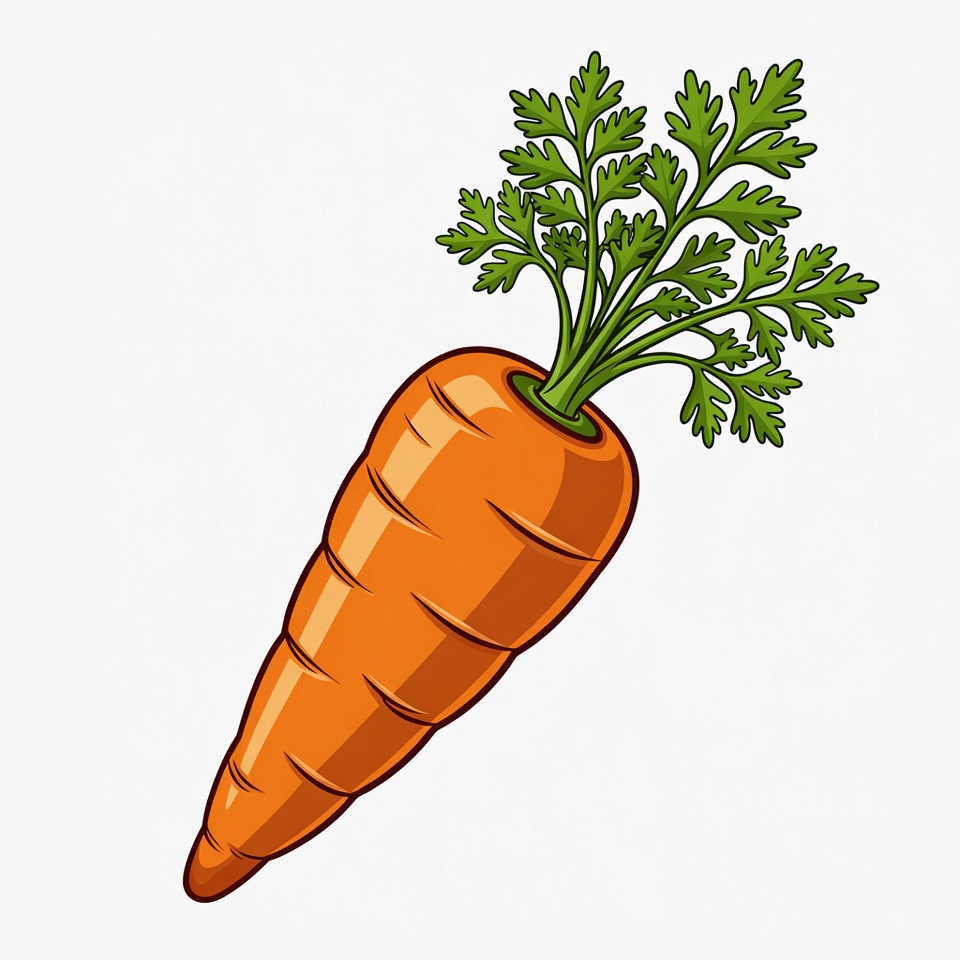 Cartoon carrot with green tops Cartoon carrot with green tops