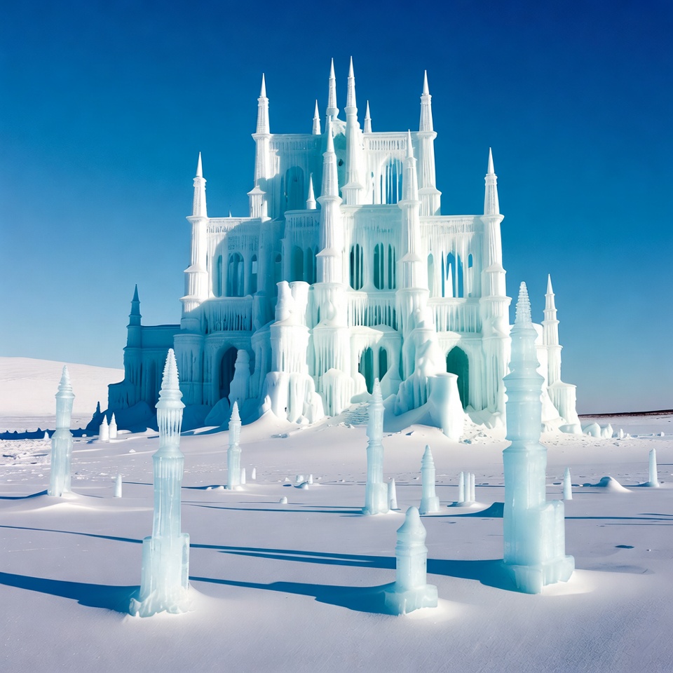 Ice Sculpture Castle in Snow Ice Sculpture Castle in Snow