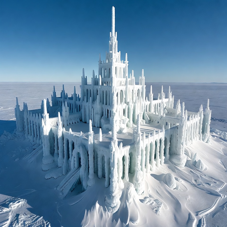 Ice Castle on Snowy Landscape Ice Castle on Snowy Landscape