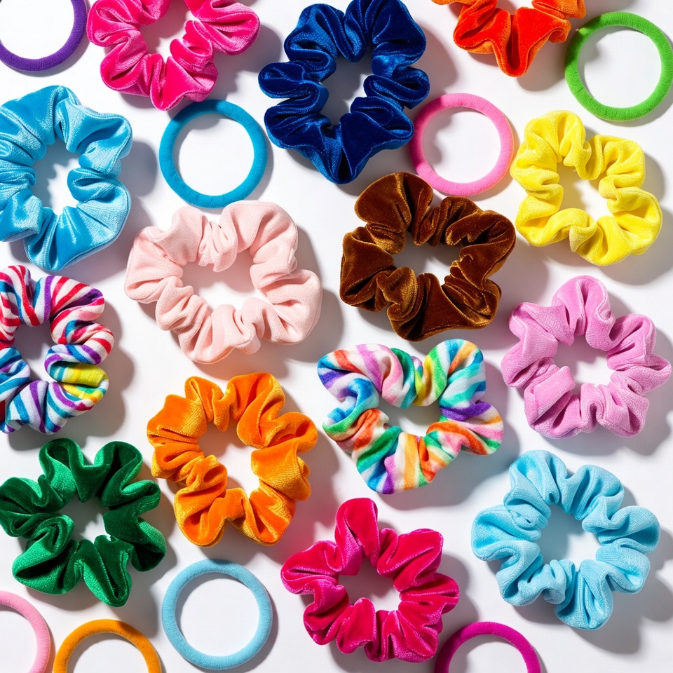 Colorful Scrunchies on White Background Colorful Scrunchies on White Background