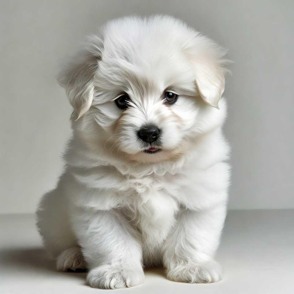 Fluffy white puppy sitting Fluffy white puppy sitting