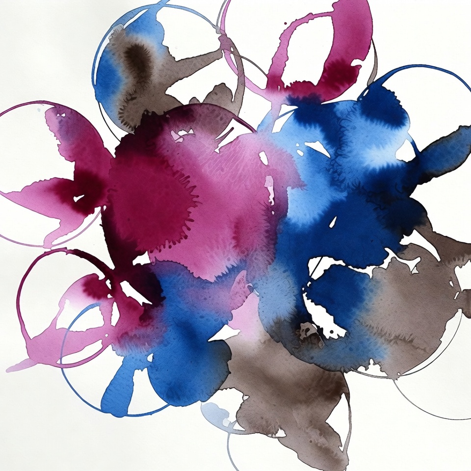 Abstract watercolor circles in purple blue Abstract watercolor circles in purple blue