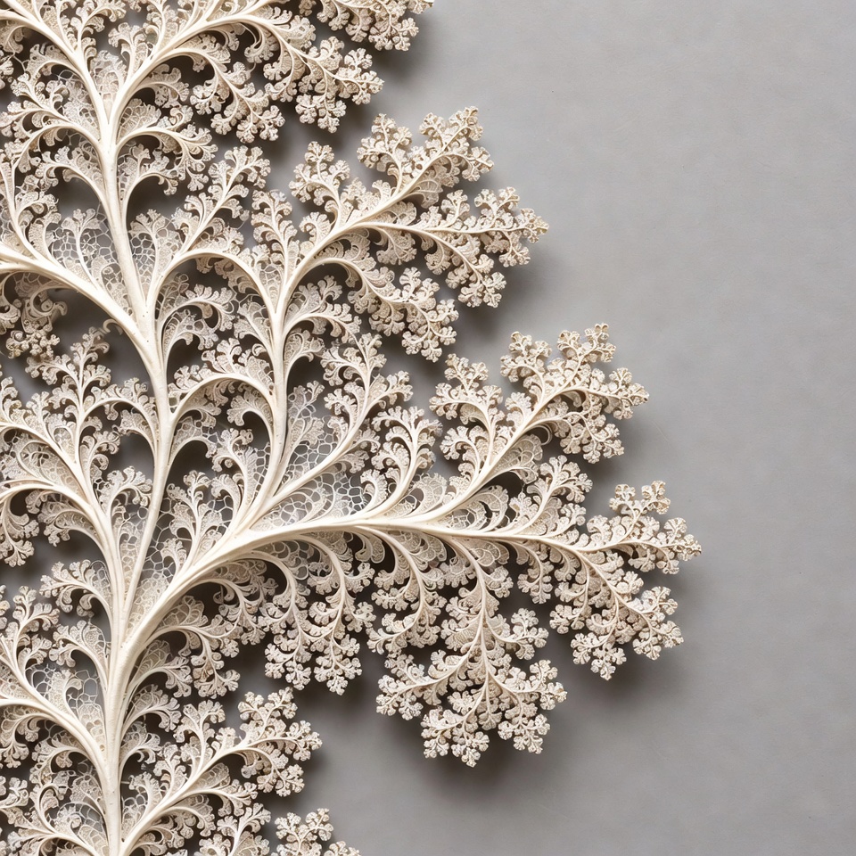 White Fractal Tree on Gray Background White Fractal Tree on Gray Background