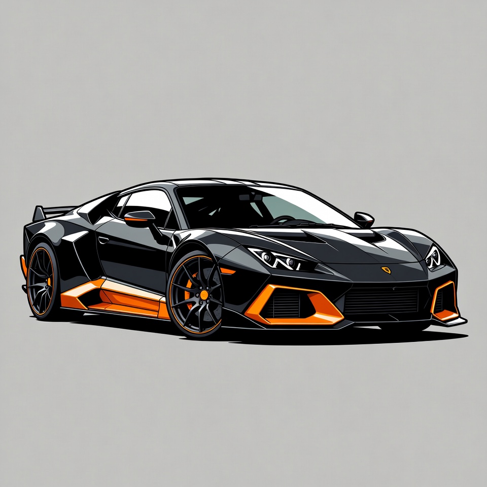 Black Lamborghini Huracan with Orange Accents Black Lamborghini Huracan with Orange Accents