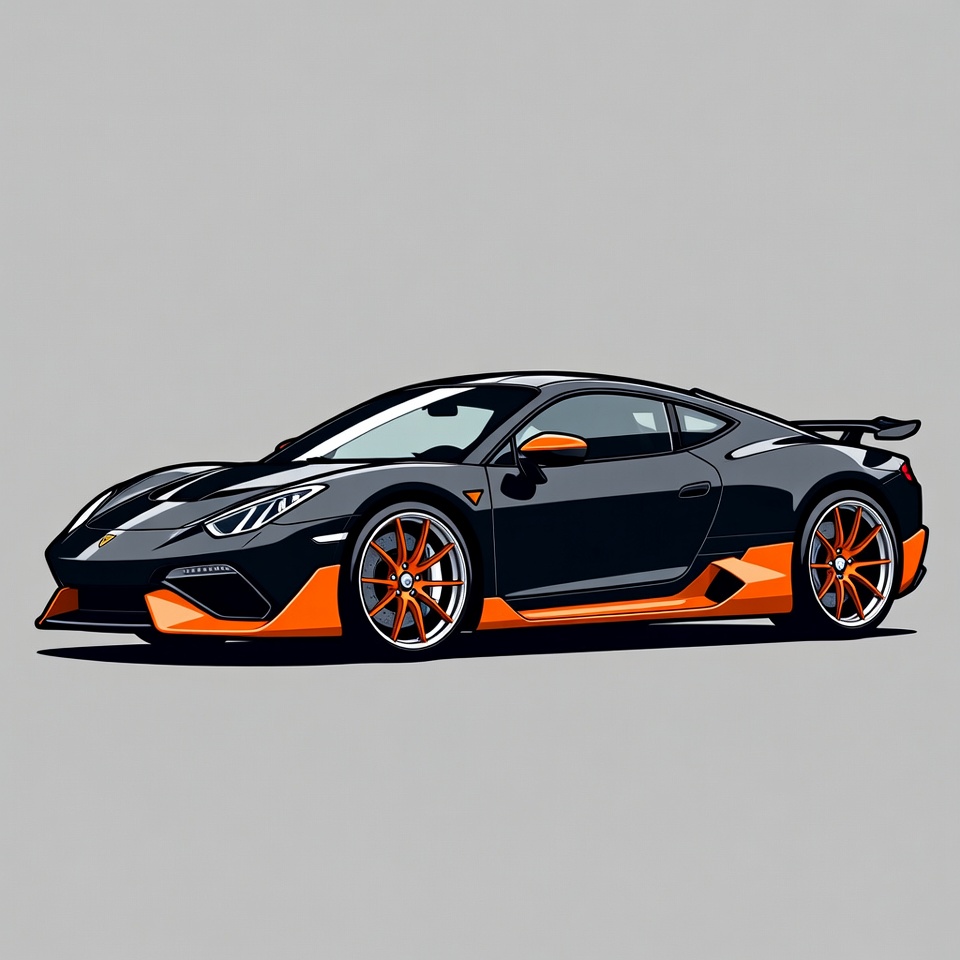 Black Lamborghini Huracan with Orange Accents Black Lamborghini Huracan with Orange Accents