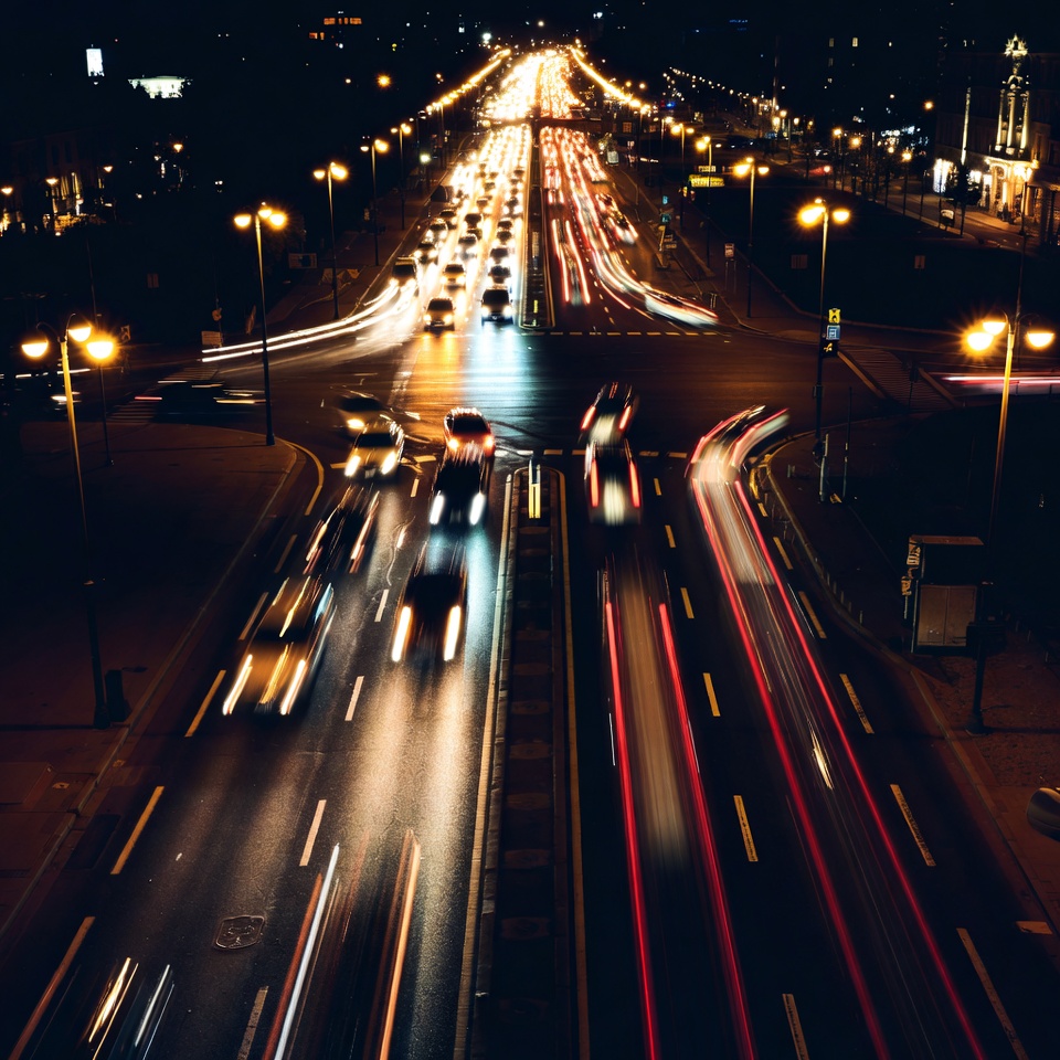 Busy Night Highway Traffic Blur Busy Night Highway Traffic Blur