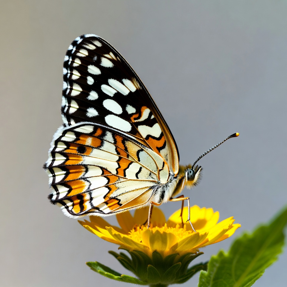 Orange butterfly on yellow flower Orange butterfly on yellow flower
