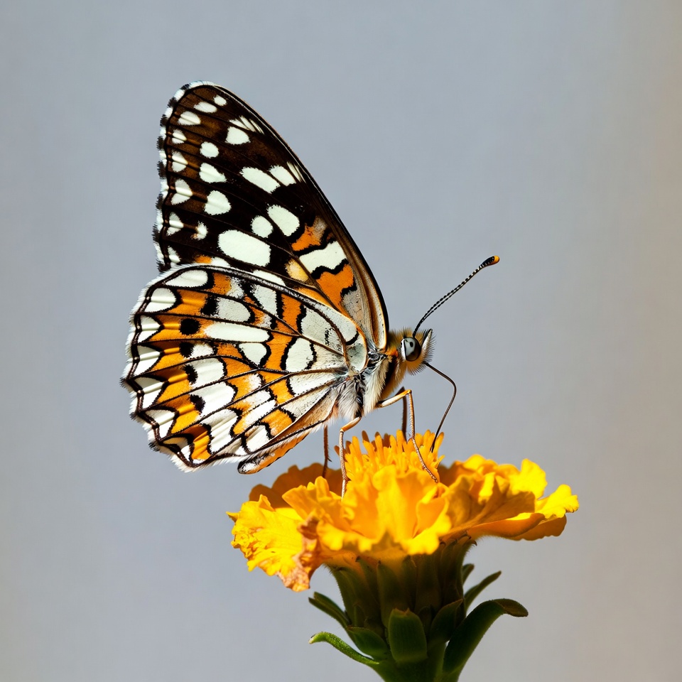 Orange Butterfly on Yellow Flower Orange Butterfly on Yellow Flower