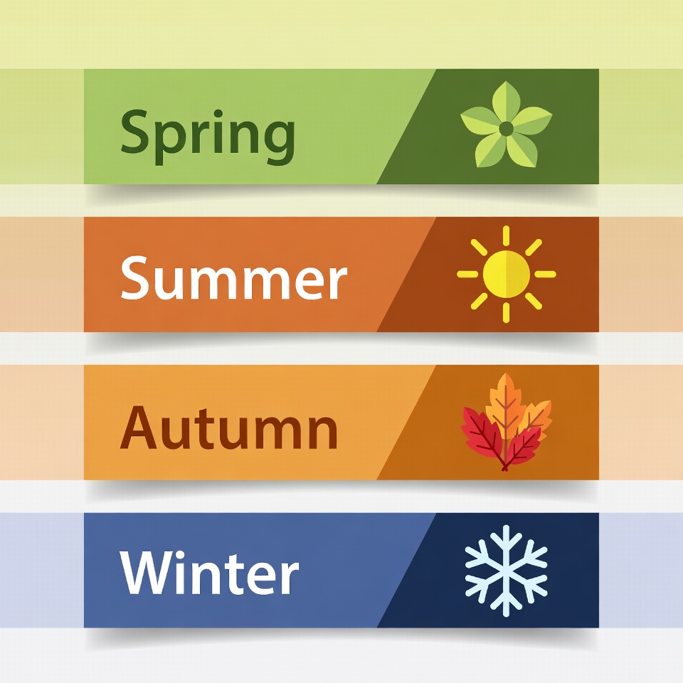 Four Seasons Labels with Icons Four Seasons Labels with Icons