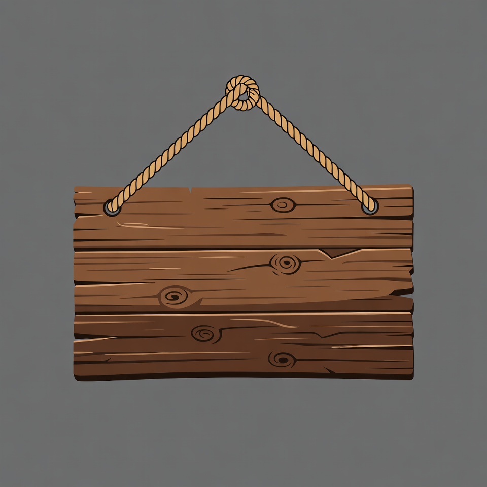 Wooden sign hanging by rope Wooden sign hanging by rope