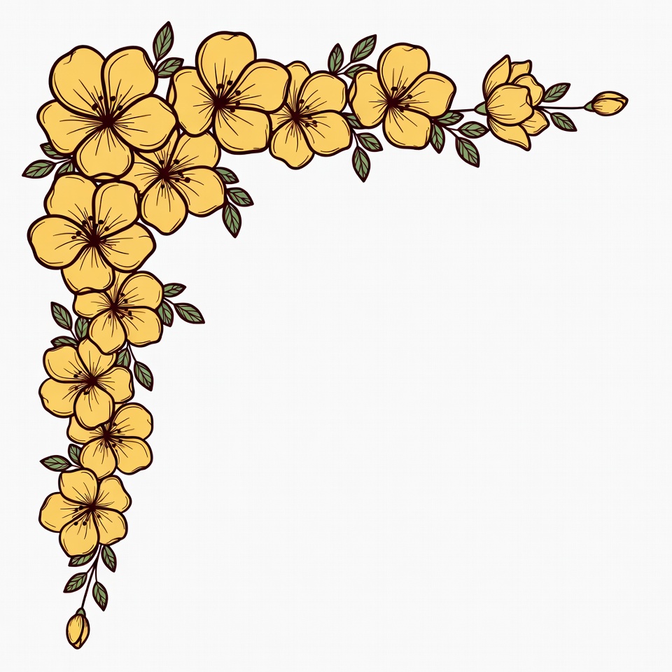 Yellow hibiscus flower corner border Yellow hibiscus flower corner border