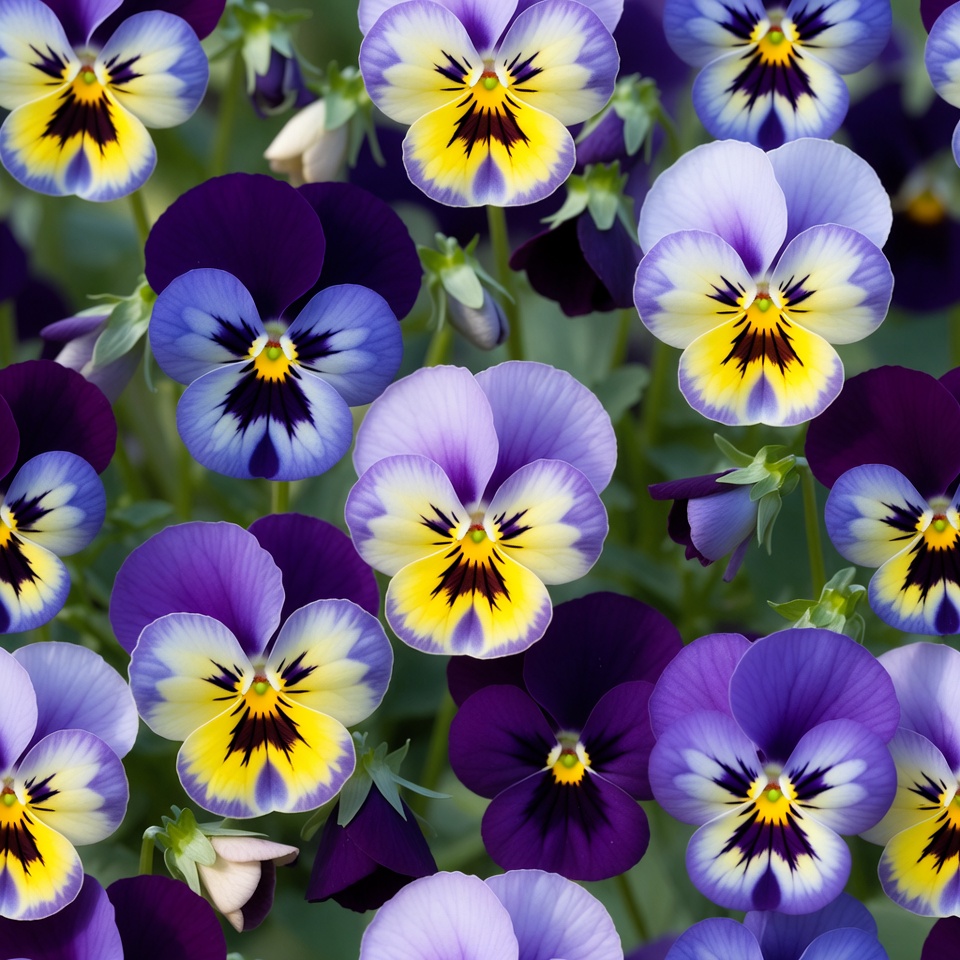 Purple Violet Flowers Seamless Pattern Purple Violet Flowers Seamless Pattern