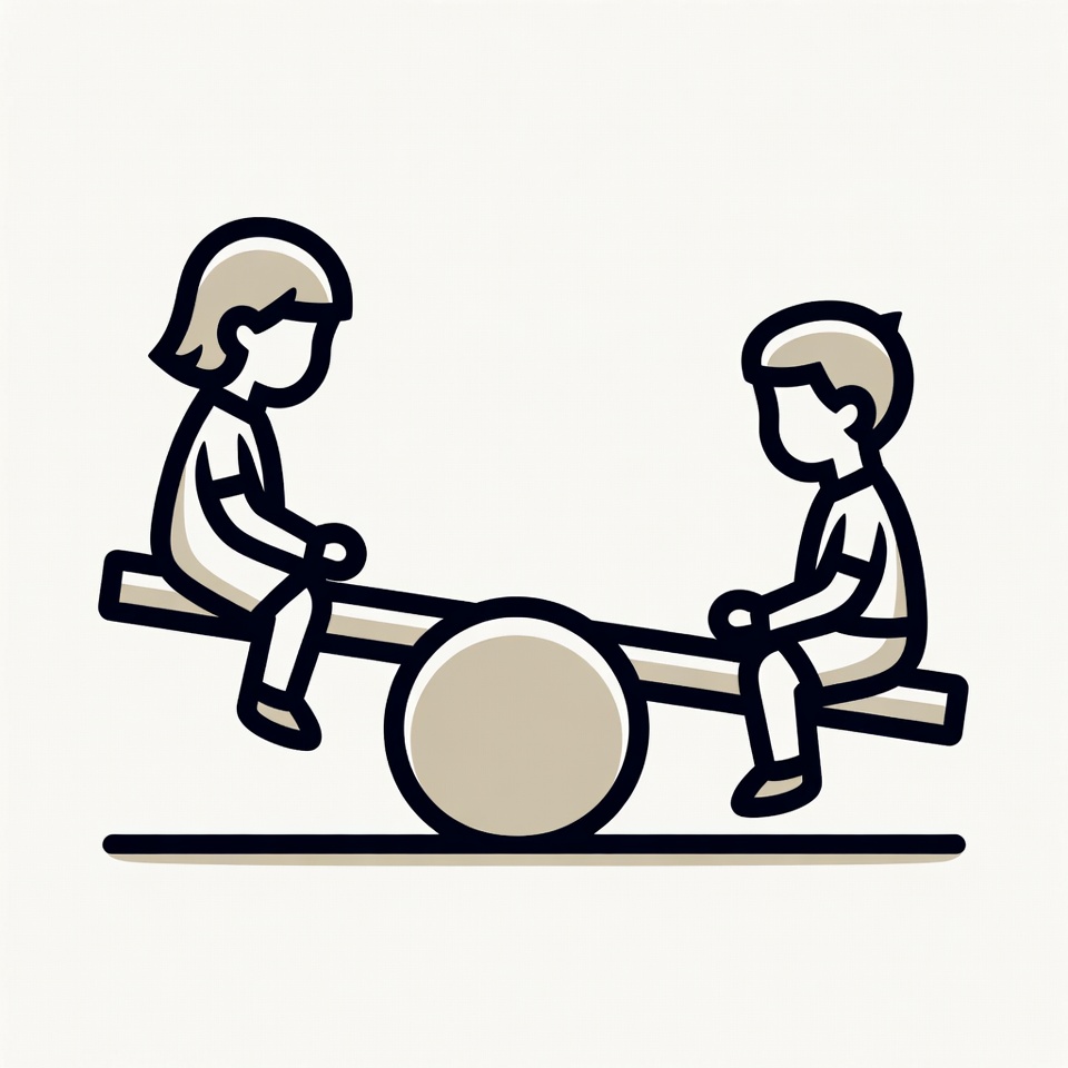 Boy and girl on seesaw illustration Boy and girl on seesaw illustration