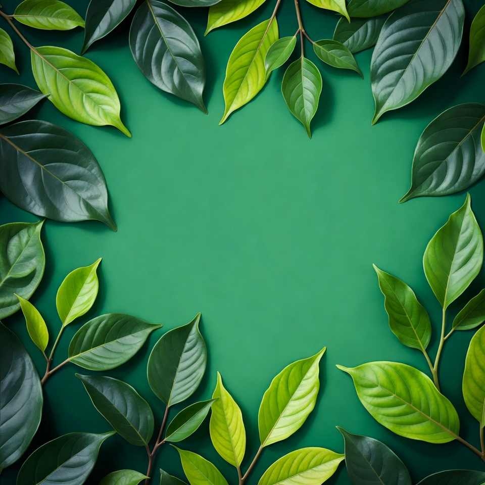 Green leaves frame on green background Green leaves frame on green background