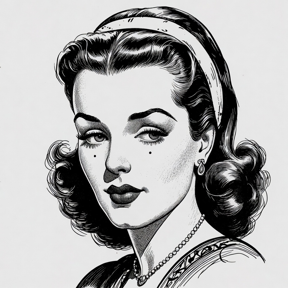 Vintage woman with headband illustration Vintage woman with headband illustration