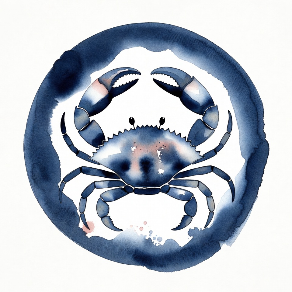 Blue watercolor crab illustration Blue watercolor crab illustration