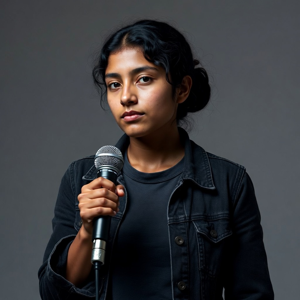 Young Asian woman holding microphone Young Asian woman holding microphone