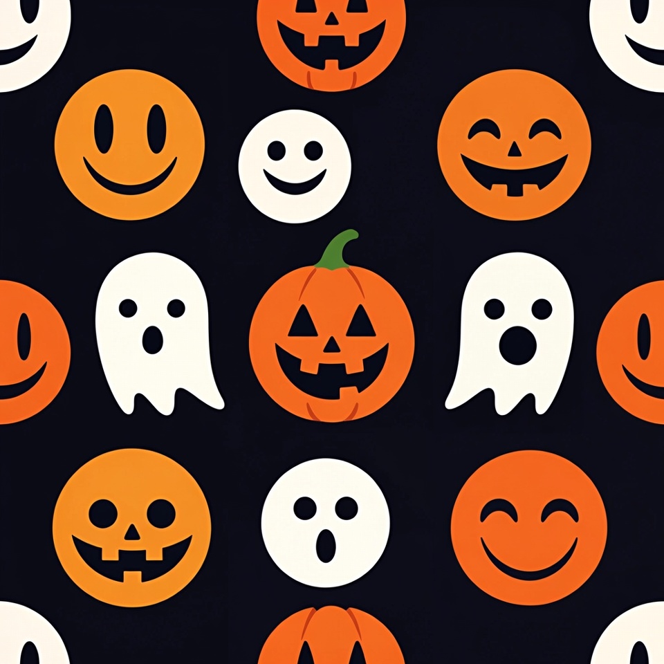 Halloween Emojis Pattern with Pumpkins Ghosts Halloween Emojis Pattern with Pumpkins Ghosts