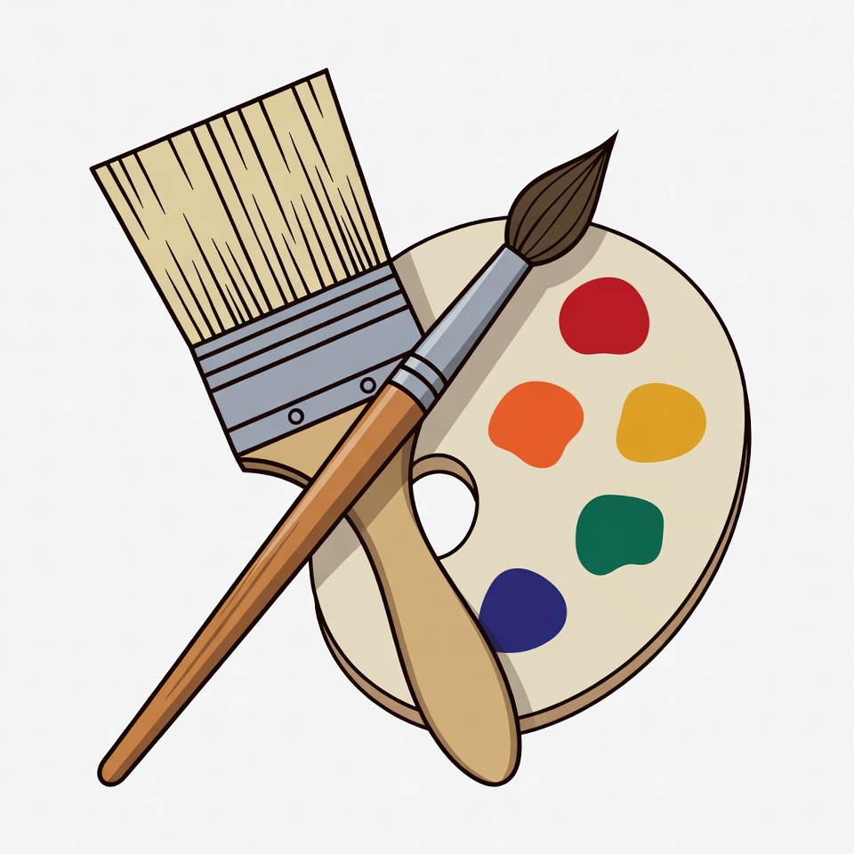 Paintbrush and Color Palette Paintbrush and Color Palette