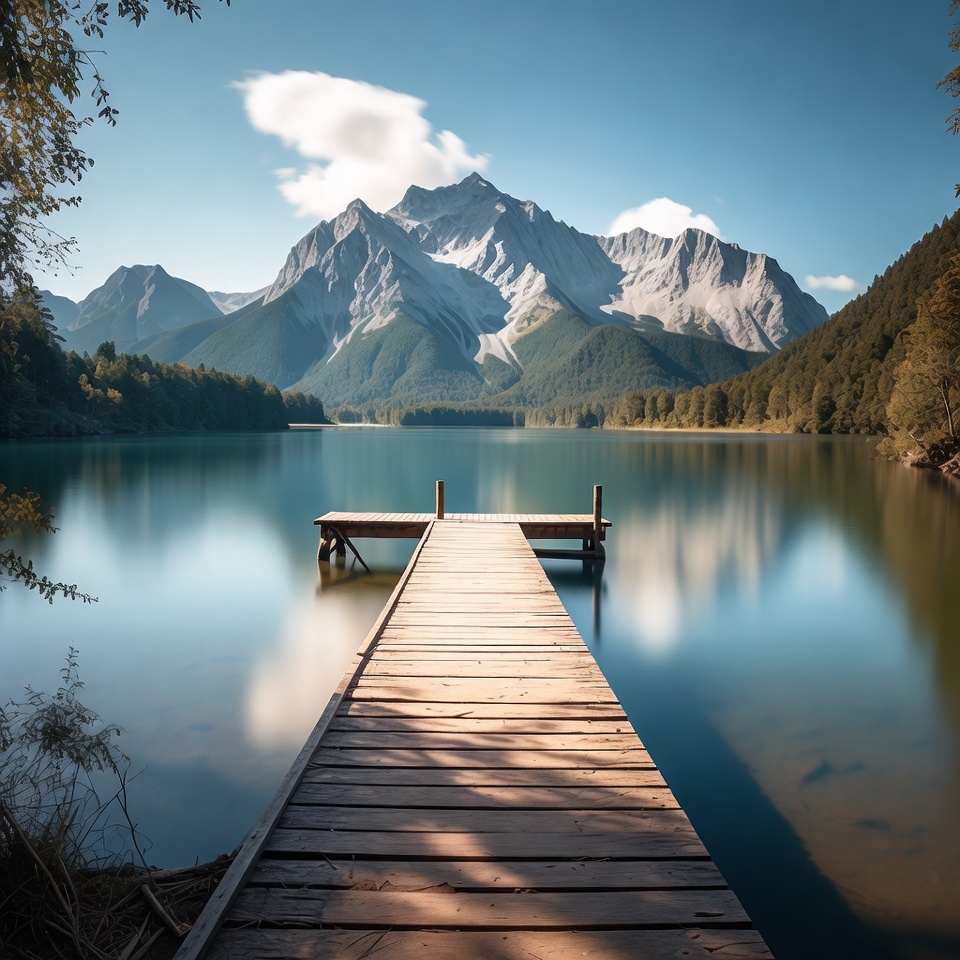 Wooden Pier on Mountain Lake Wooden Pier on Mountain Lake