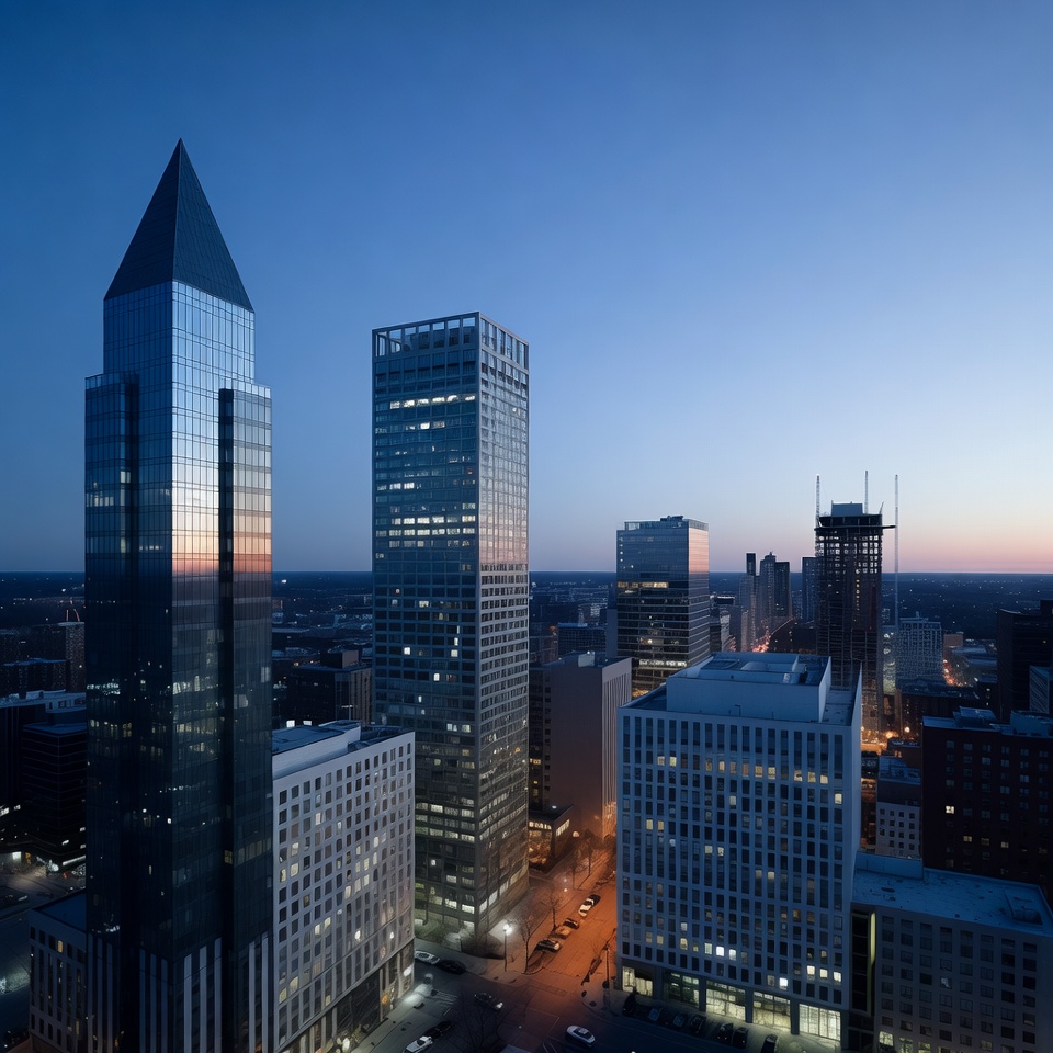 Modern Skyscrapers at Dusk Cityscape Modern Skyscrapers at Dusk Cityscape