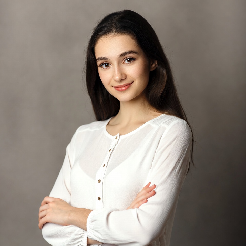 Young woman arms crossed smiling Young woman arms crossed smiling
