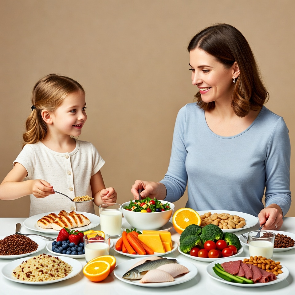 Mother and daughter at healthy dinner table Mother and daughter at healthy dinner table