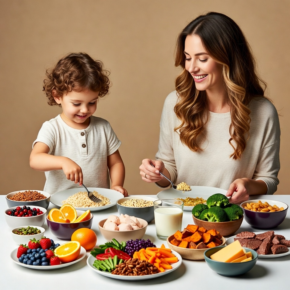 Mother and Toddler Eating Healthy Breakfast Mother and Toddler Eating Healthy Breakfast