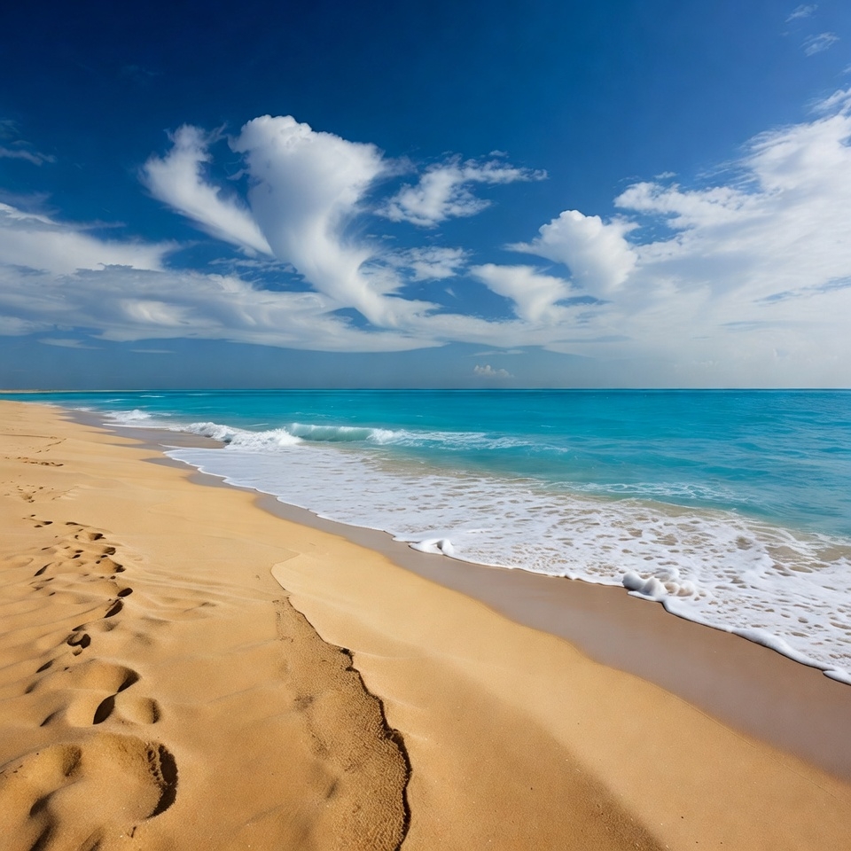 Footprints on Tropical Beach Shore Footprints on Tropical Beach Shore